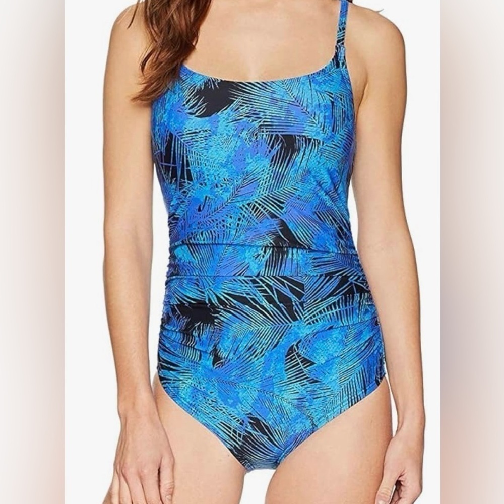 NEW SPEEDO SHIRRED ONE PIECE SWIMSUIT, Color: Scuba Blue, Size 10